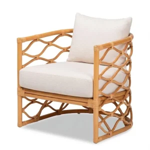 Coral Wave Rattan Lounge Armchair