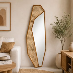 Faceta Geometric Rattan Mirror