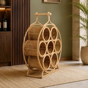 Grappa Round Rattan Bottle Rack