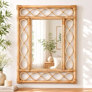 Lucia Lattice Rattan Mirror