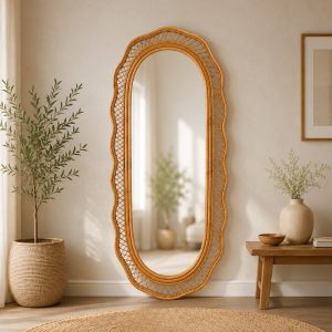 Ondina Scalloped Rattan Mirror