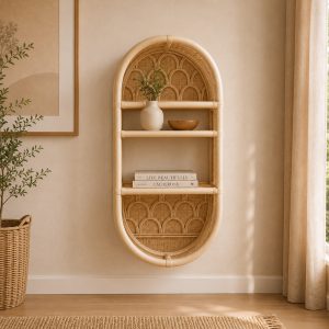 Ostia Oval Rattan Wall Shelf