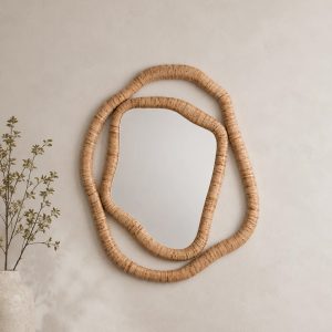 Riva Double Ring Rattan Mirror