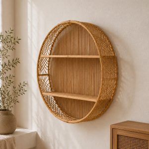 Tondo Round Rattan Wall Shelf