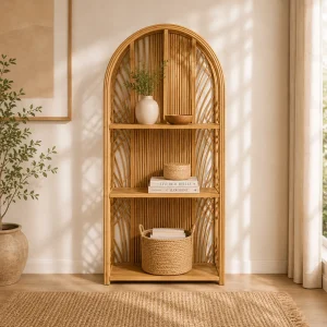 Palma Arched Rattan Wall Shelf