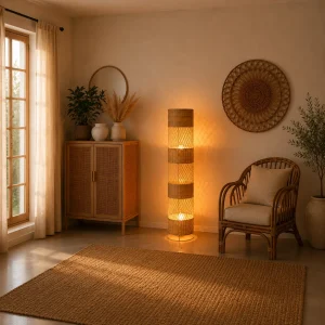 Faro Cylinder Wicker Floor Lamp
