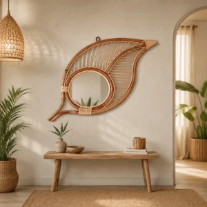 Fronda Leaf Rattan Mirror