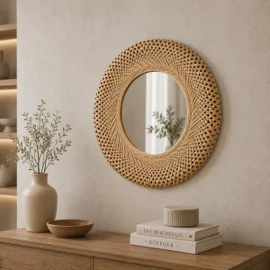 Vela Woven Round Mirror