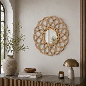 Bloom Flower Rattan Mirror