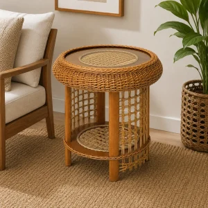 Java Woven Rattan Side Table